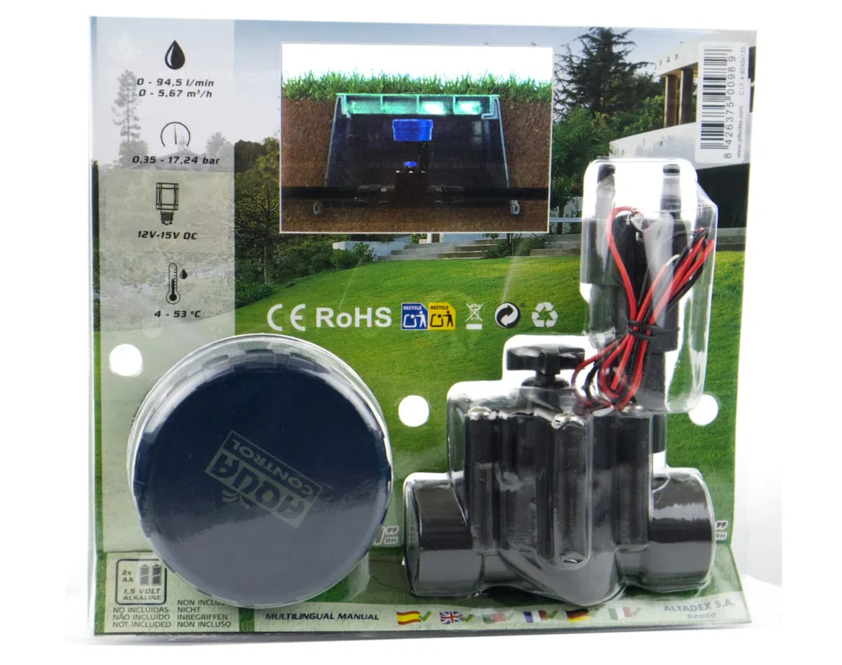 Aqua Control - Programmatore Digitale d'Irrigazione con Elettrovalvola di Solenoide Latch. Con 2 Programmi d'Irrigazione Indipendenti. Programmatore con valvola per Pozzetto