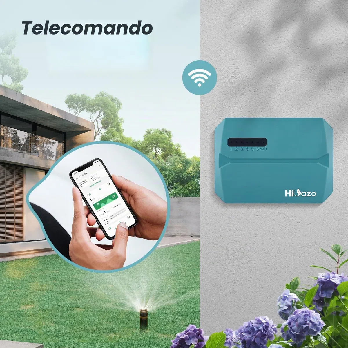 Computer di irrigazione, Sistema di irrigazione WiFi, Timer a 6 Zone, Sistema di irrigazione Esterno Interno Controller, monitoraggio App, Uscita Pioggia, Regolazione stagionale HO-SC-6W