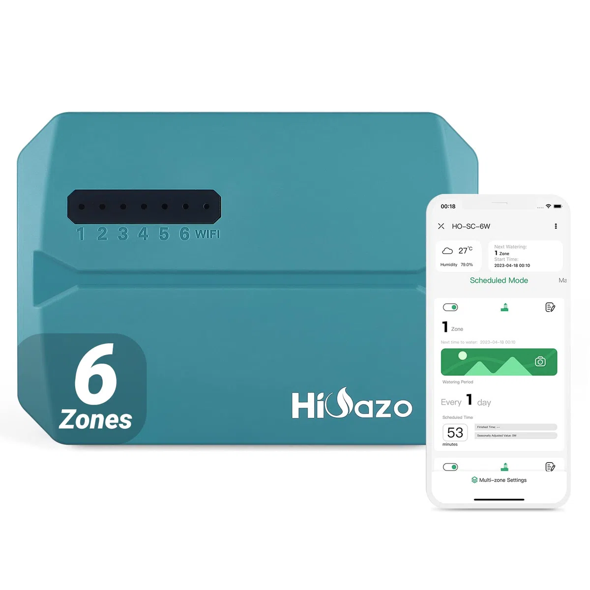 Computer di irrigazione, Sistema di irrigazione WiFi, Timer a 6 Zone, Sistema di irrigazione Esterno Interno Controller, monitoraggio App, Uscita Pioggia, Regolazione stagionale HO-SC-6W