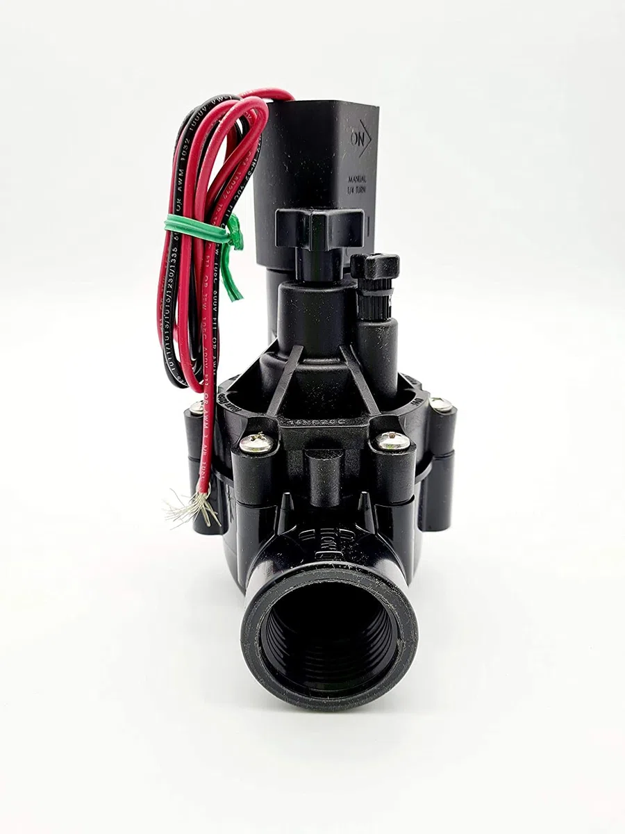 Elettrovalvola irrigazione 1" 9 V con regolatore di portata 100 DVF. Funziona con programmatori a batteria di qualsiasi marca. Rain Bird Company