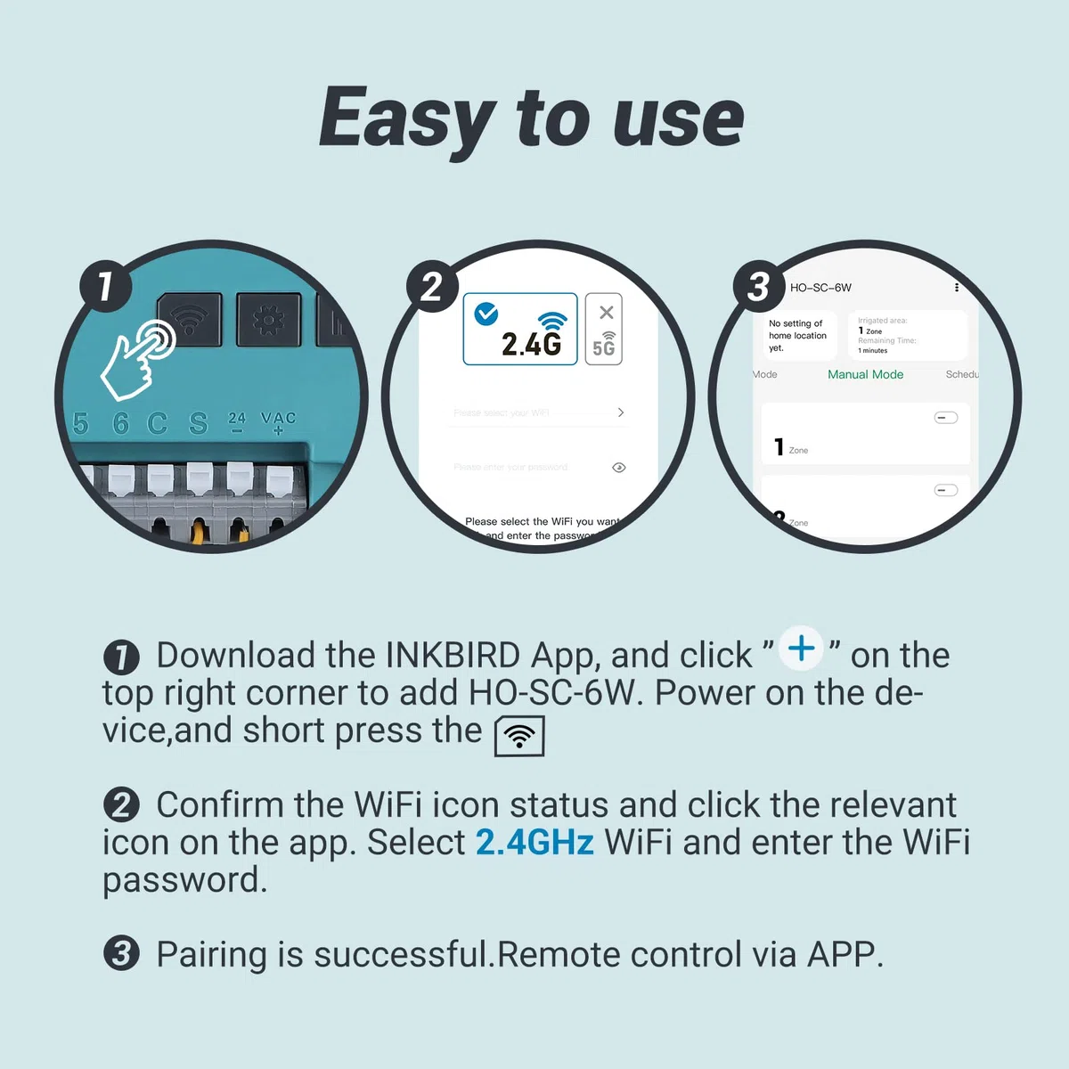 Computer di irrigazione, Sistema di irrigazione WiFi, Timer a 6 Zone, Sistema di irrigazione Esterno Interno Controller, monitoraggio App, Uscita Pioggia, Regolazione stagionale HO-SC-6W